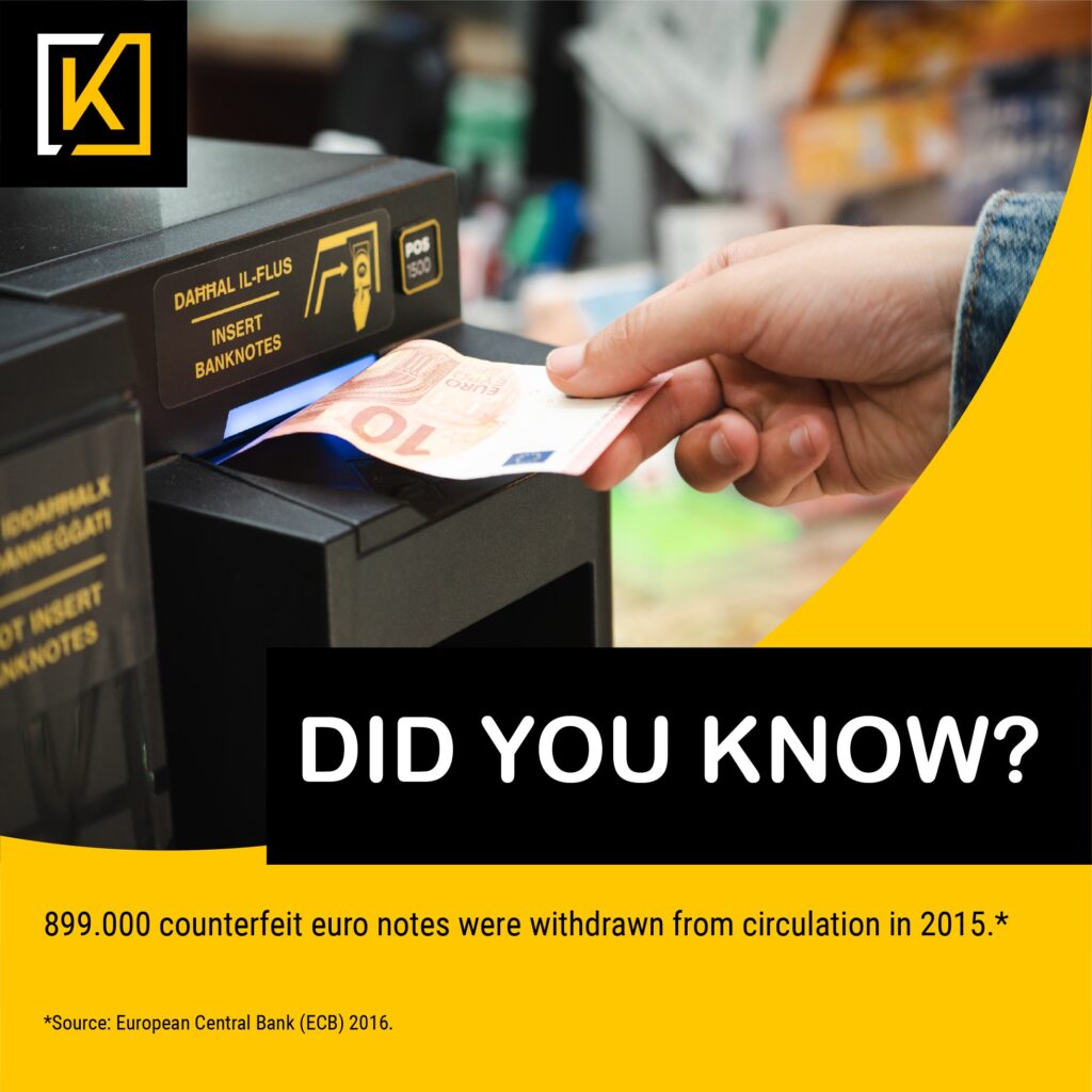 Cashlogy is capable of identifying counterfeit